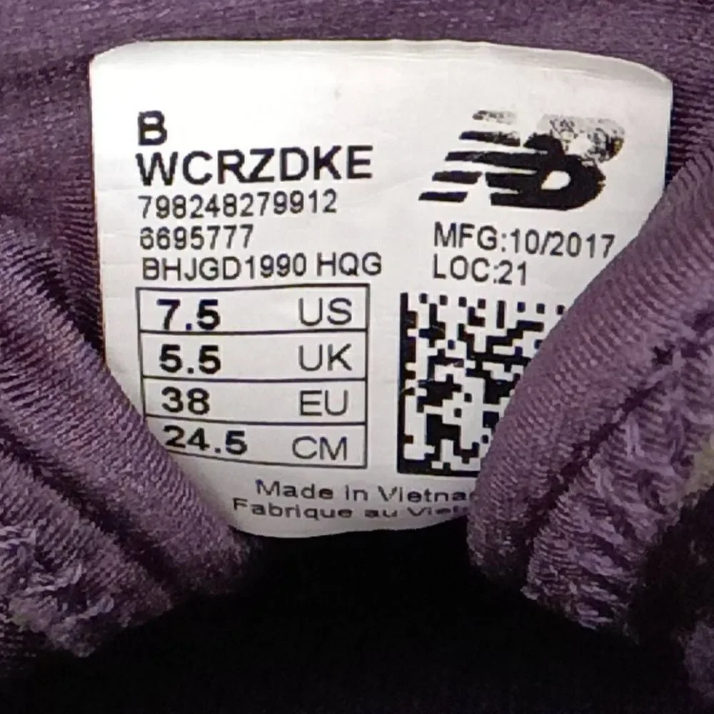 New Balance Women's Gray Fresh Foam Cruz Purple Knit Gum Running Shoes Size 7.5